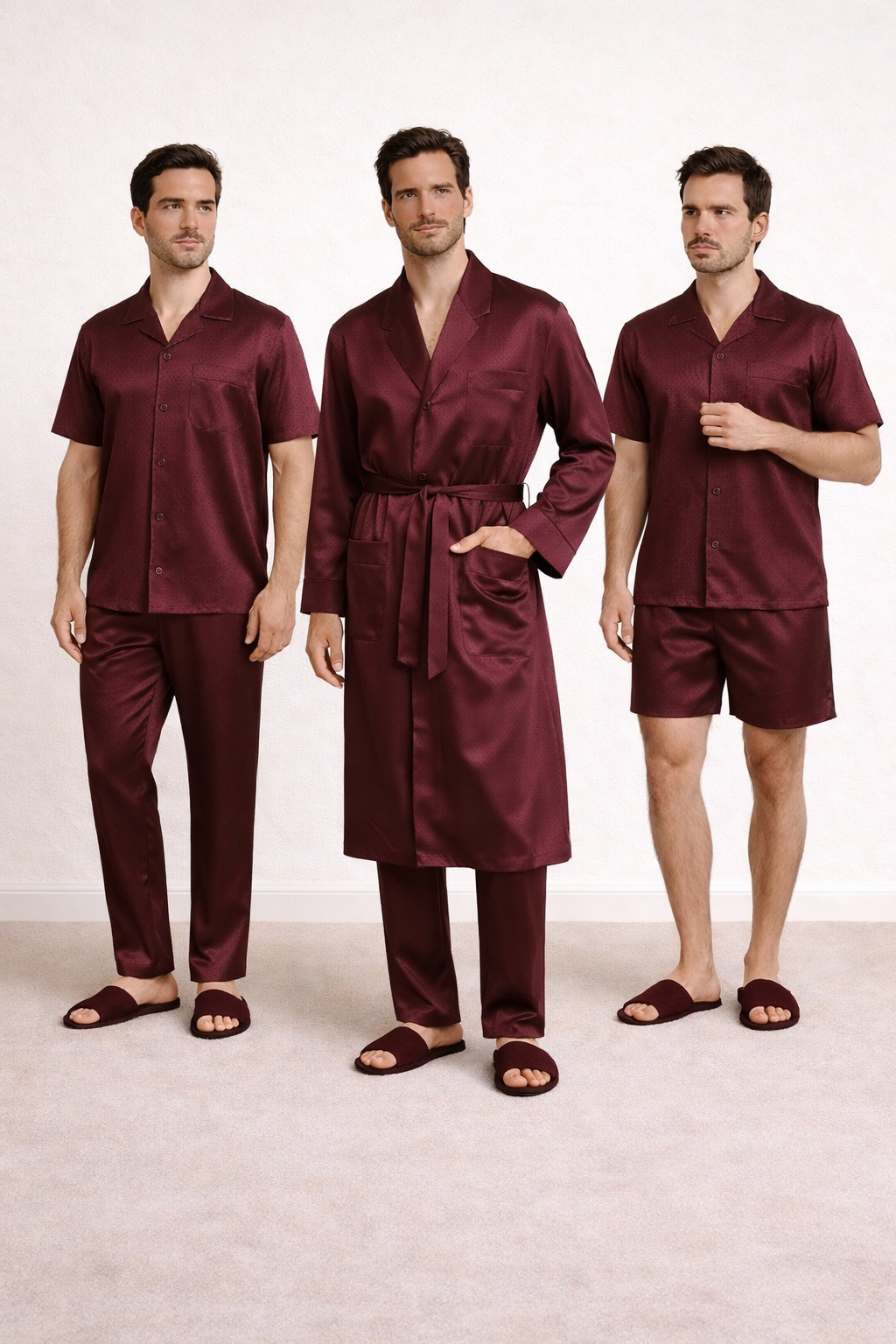 Groom set satin 5 pcs Bordo