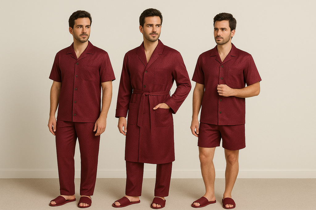 Groom set satin 5 pcs Bordo