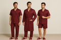 Groom set satin 5 pcs Bordo