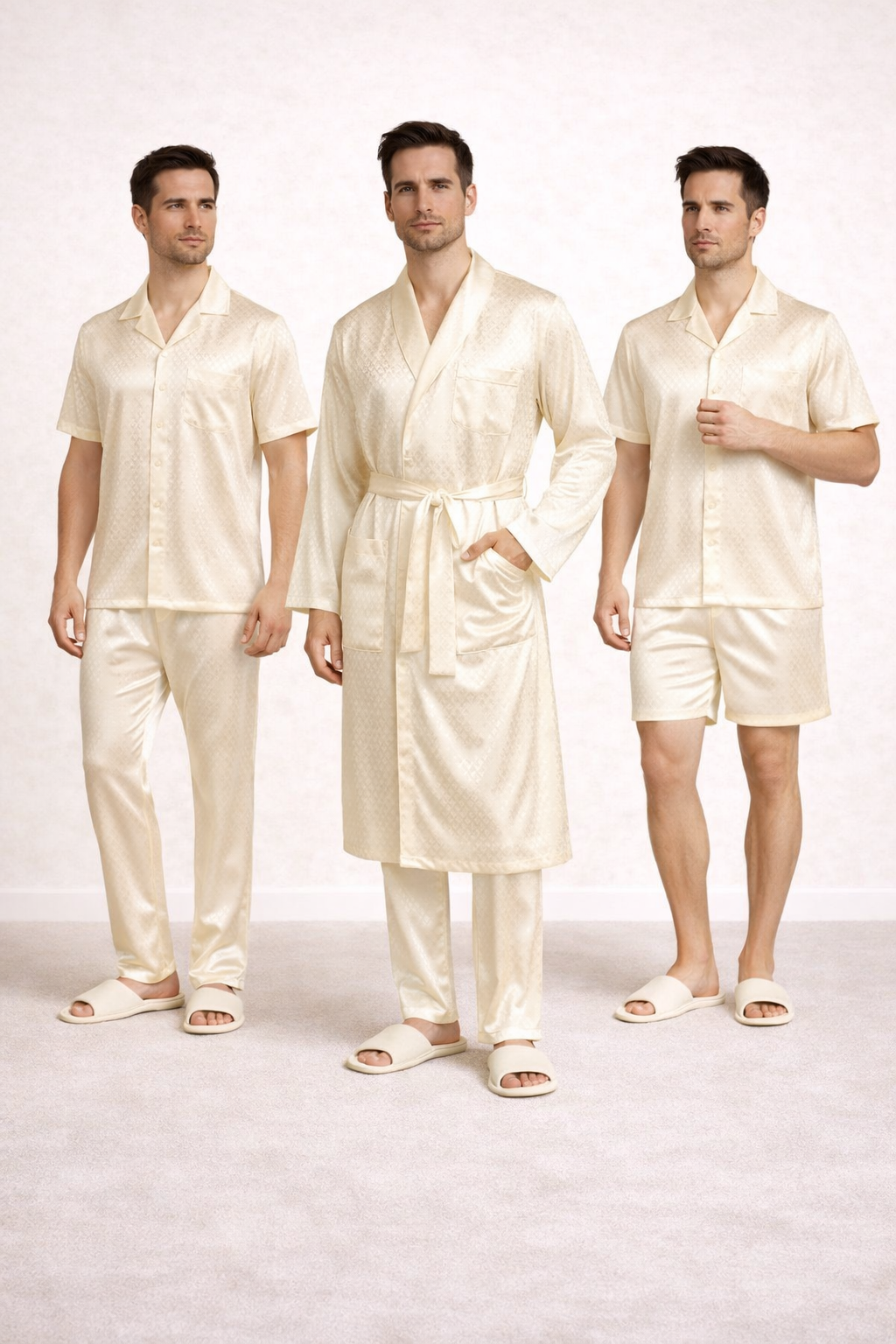 Groom set satin 5 pcs Soft Gold