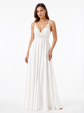 Long Dress lingerie silk satin white ft1520