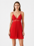 Short Night Dress silk satin  -Red ft2405