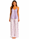 Women Pajama silk satin purple L334