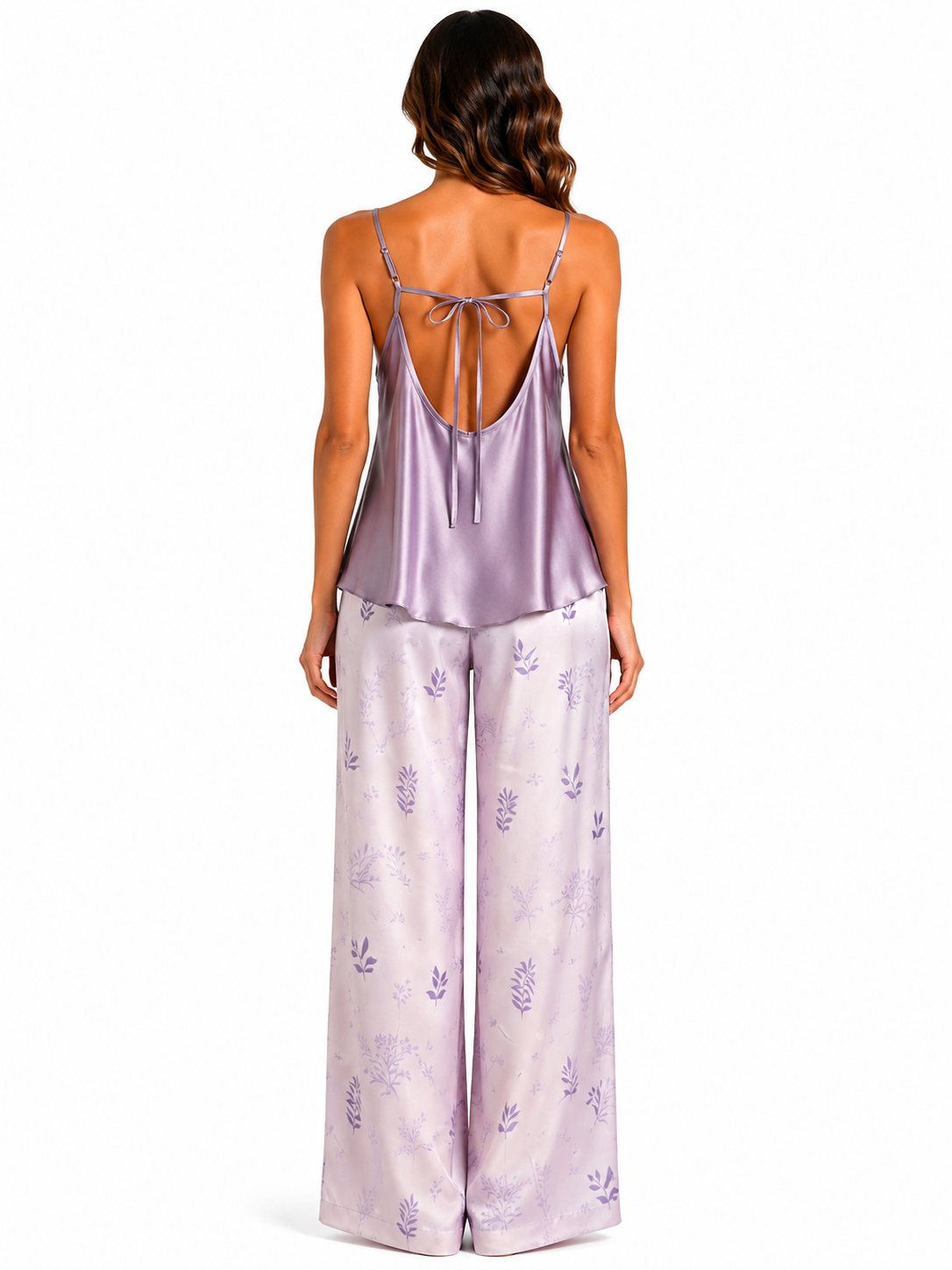 Women Pajama silk satin purple L334
