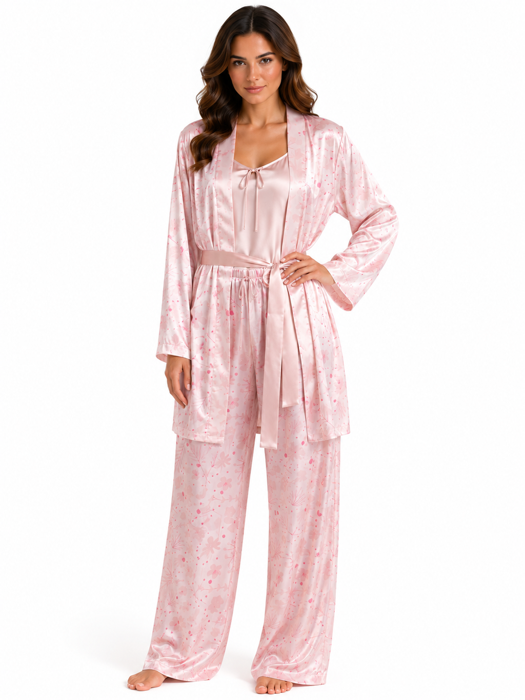 Women's 3-piece Silk Satin luxury pajamas L340