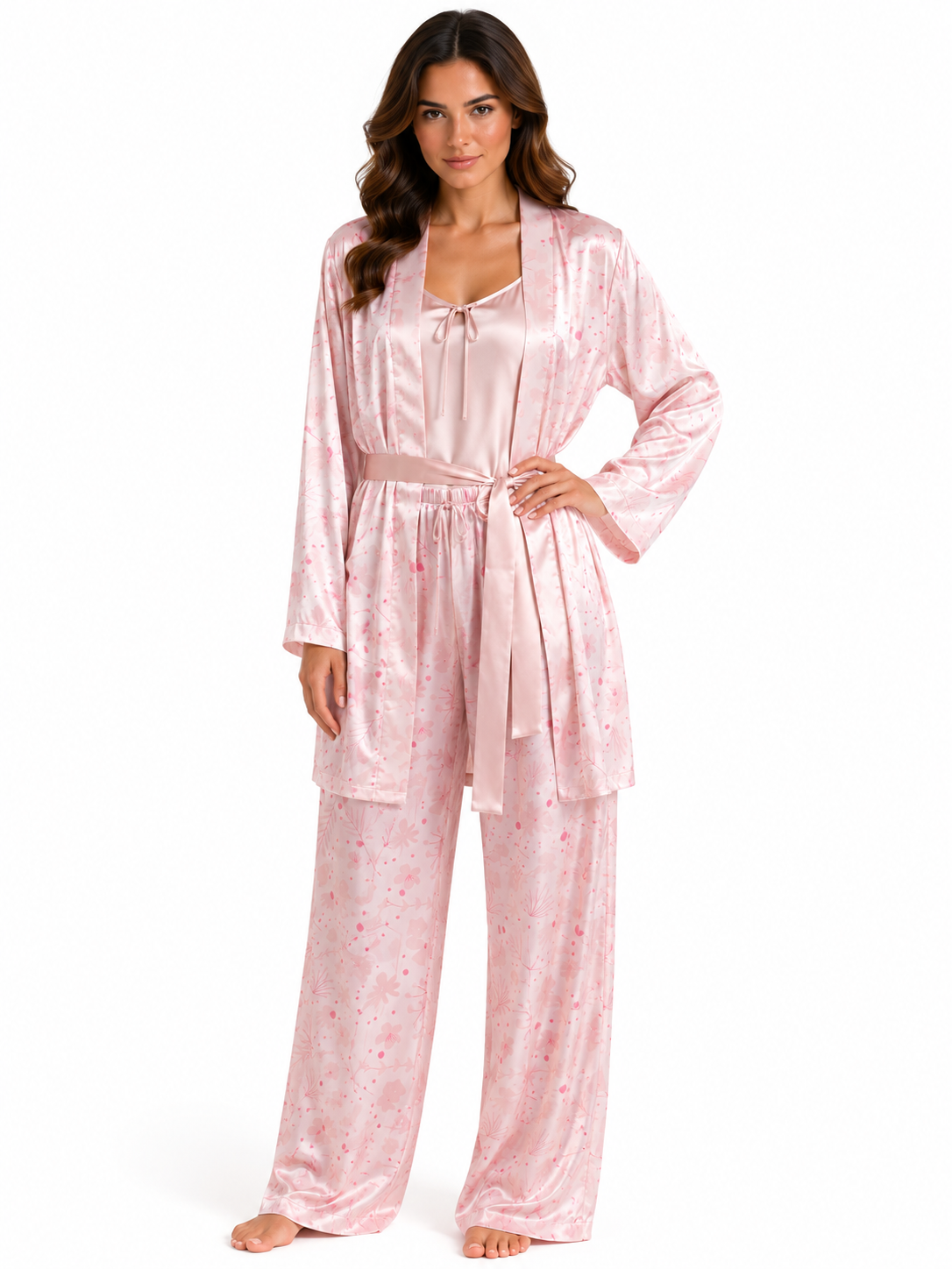 Women's 3-piece Silk Satin luxury pajamas L340