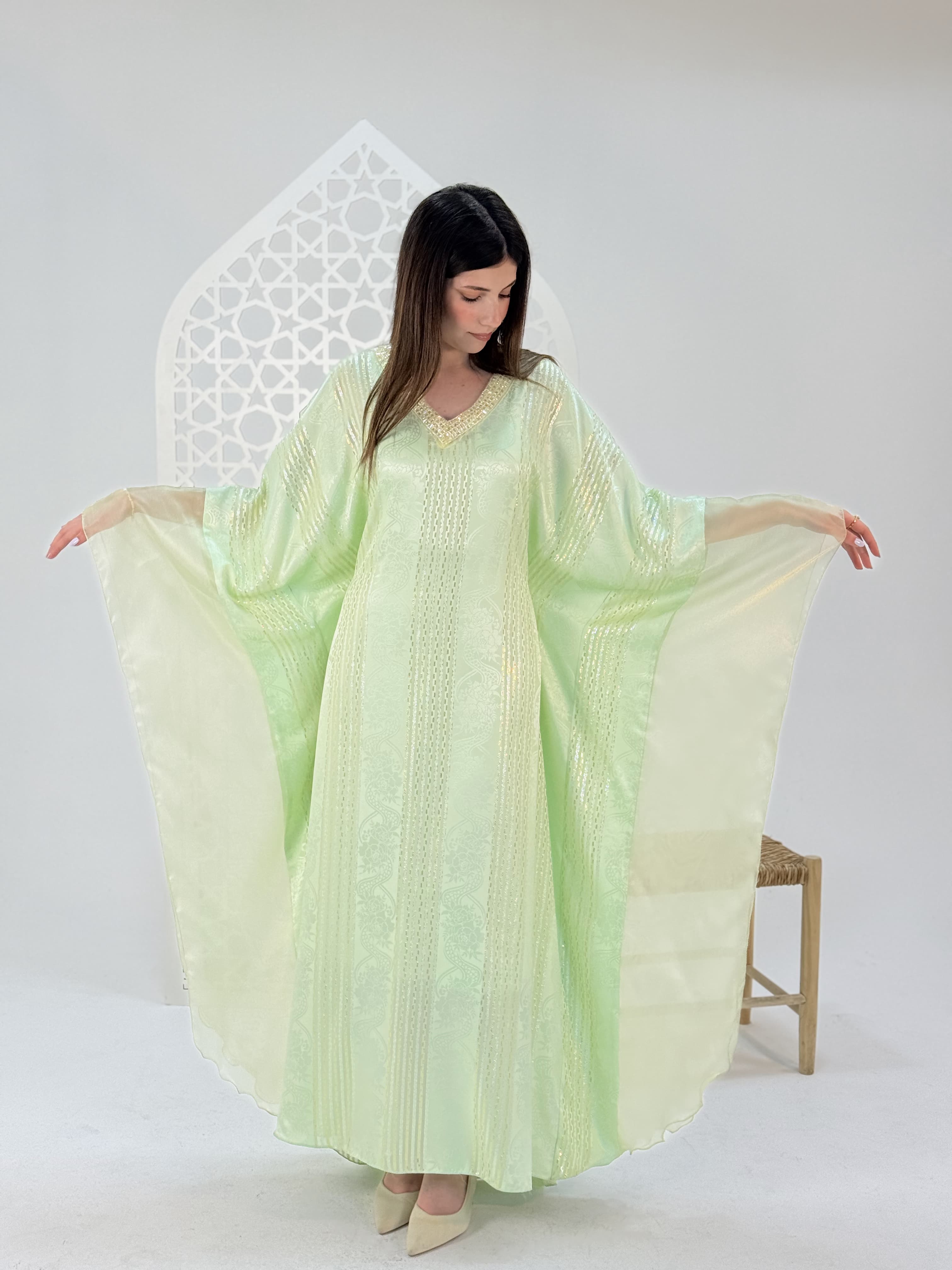 Hand Made Luxury dress silk satin by Sania mint