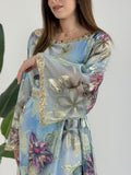 Hand Made Luxury dress Indian chiffon blue by Sania