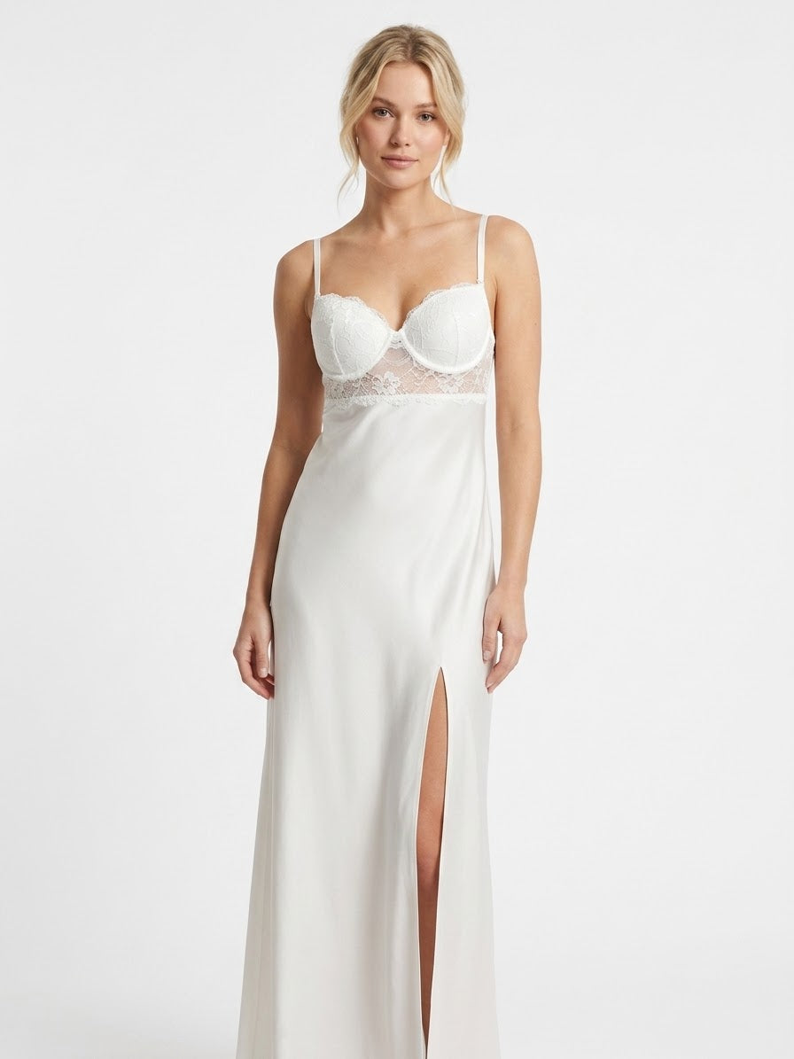 Bridal set 2 pieces satin&lace with cup 138