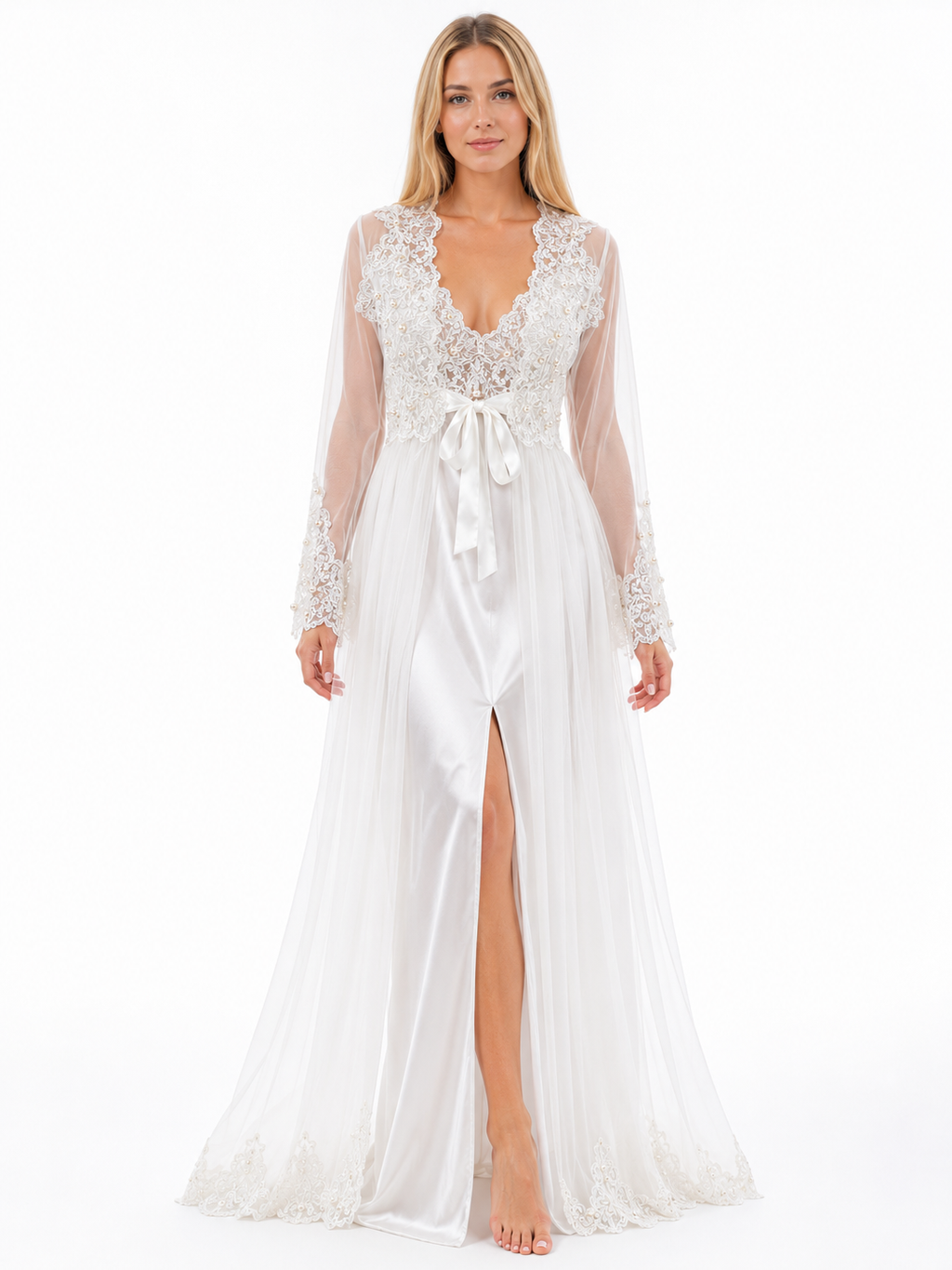 Bridal set 2 pieces satin&lace 3022