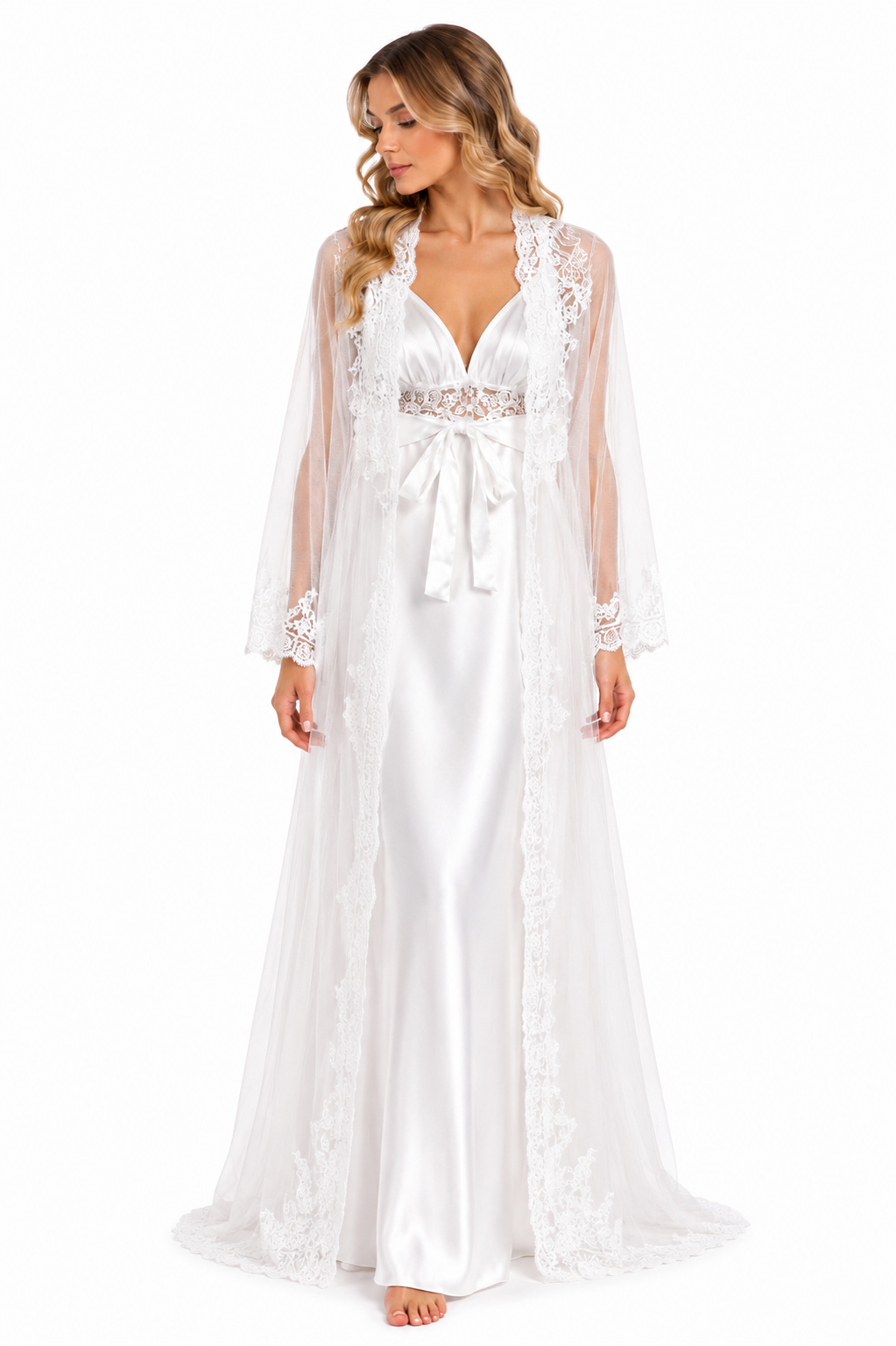 Bridal set 2 pieces satin&lace 104