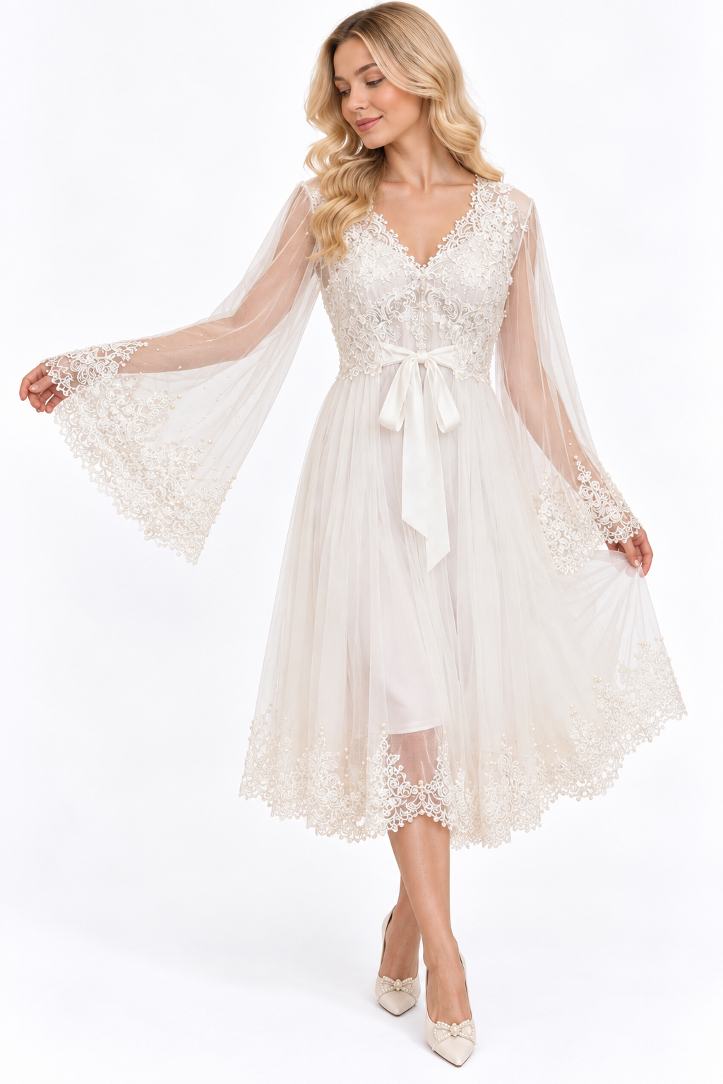 Luxury Short Set nightdress 2 piece satin & lace white 302