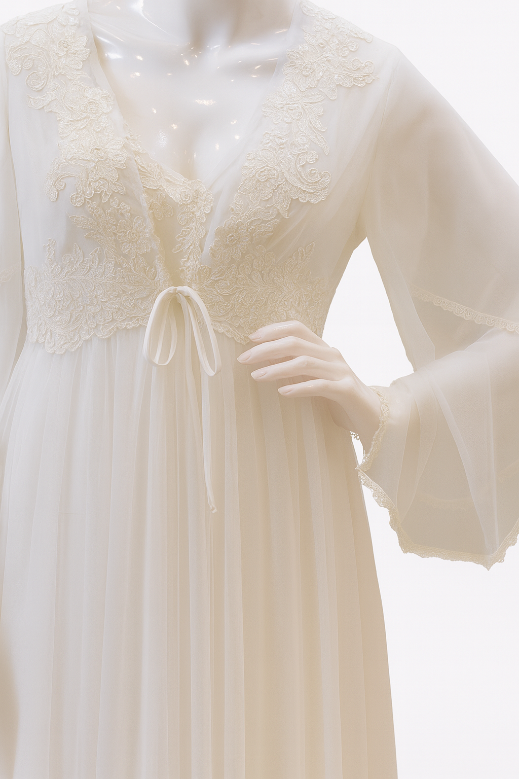 Bridal set Gown long whit beige giber L37925