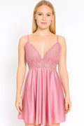 Sexy women Baby doll satin pink basic
