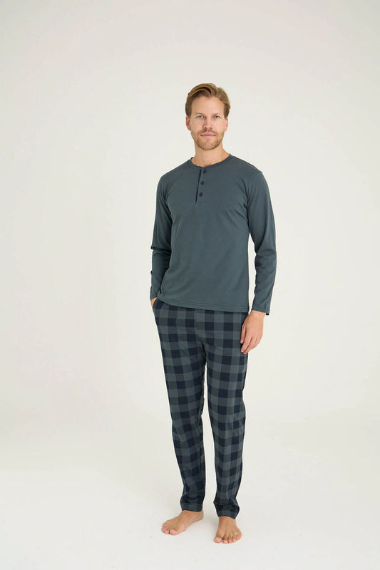 Pajama men autumn made in Turkey - gray 100% cotton 9221
