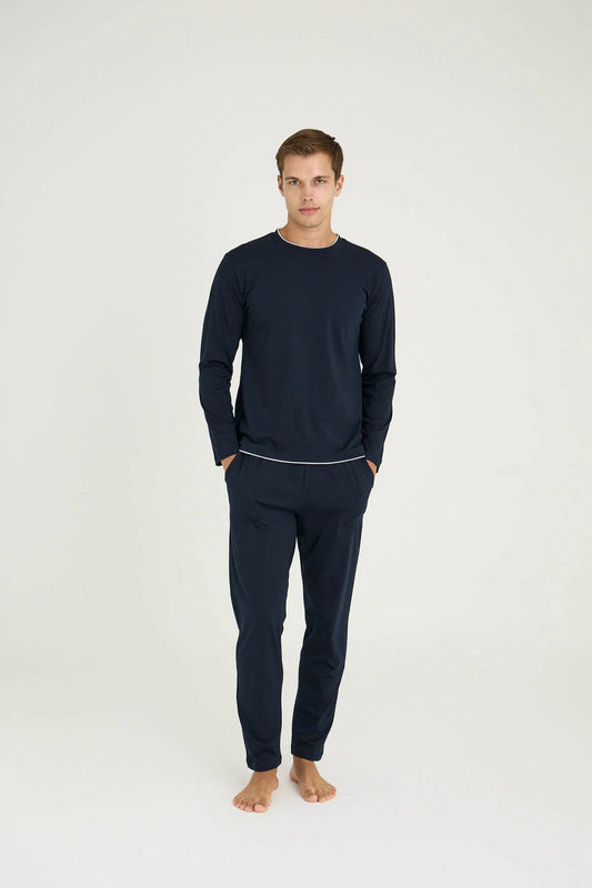 Pajama men Soft autumn made in Turkey - Navy 100% cotton 9222