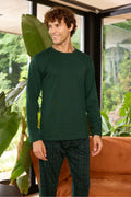 Pajama men soft autumn made in Turkey - Olive  100% cotton 9273