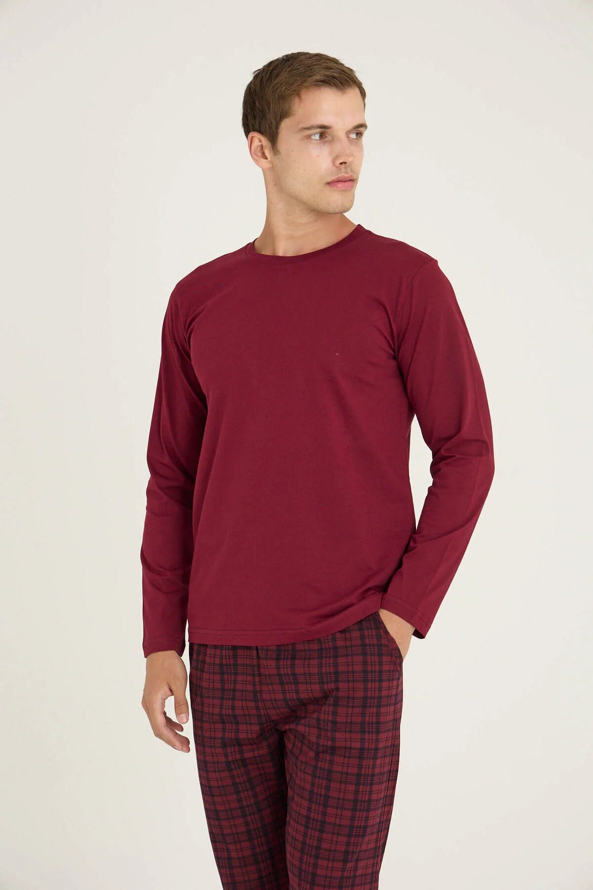Pajama men soft autumn made in Turkey - Bordo 100% cotton 9273