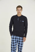 Pajama men Medium Thick made in Turkey - Navy 100% cotton 6010