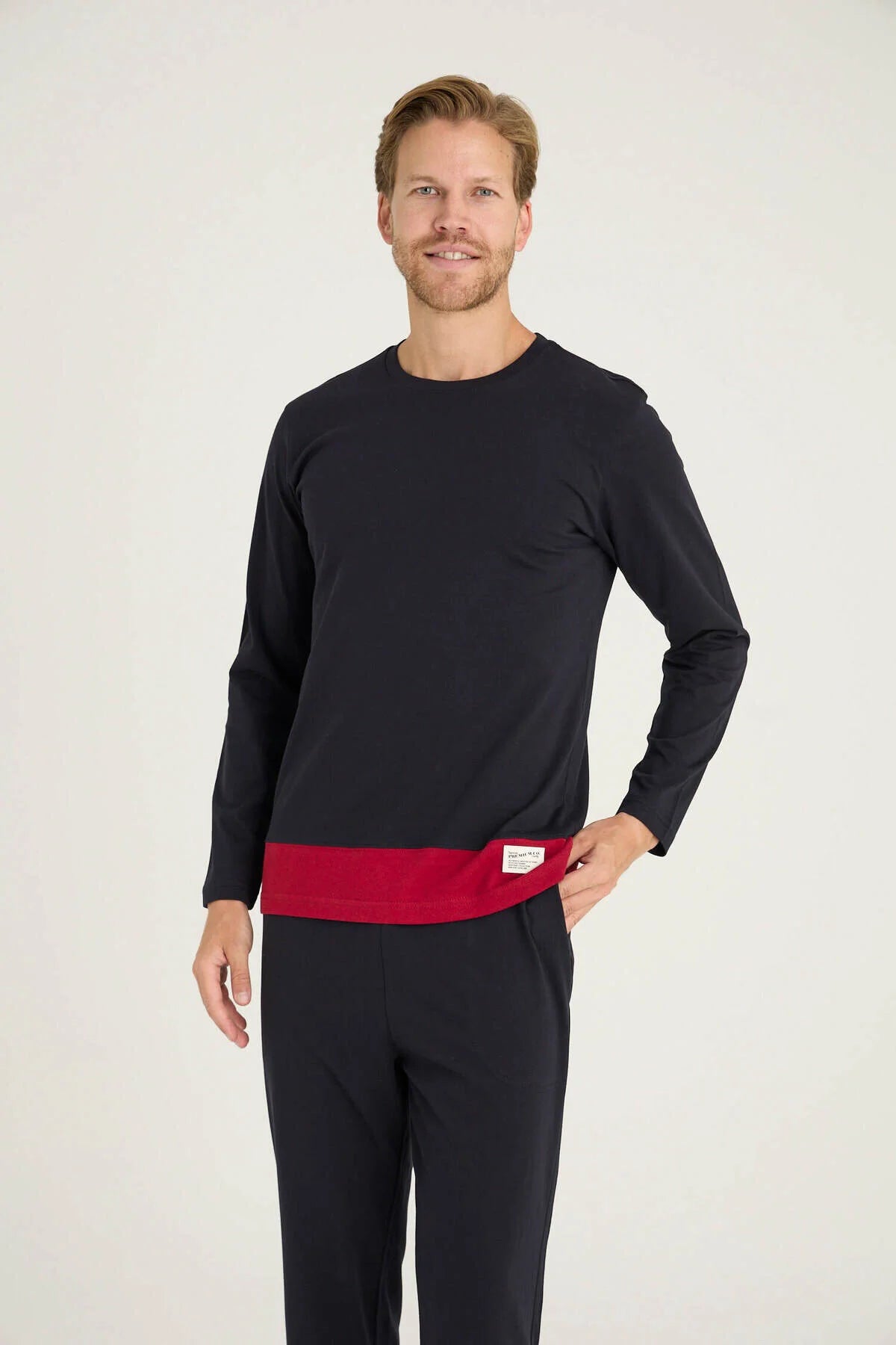 Pajama men Medium Thick made in Turkey - Navy  100% cotton 6011