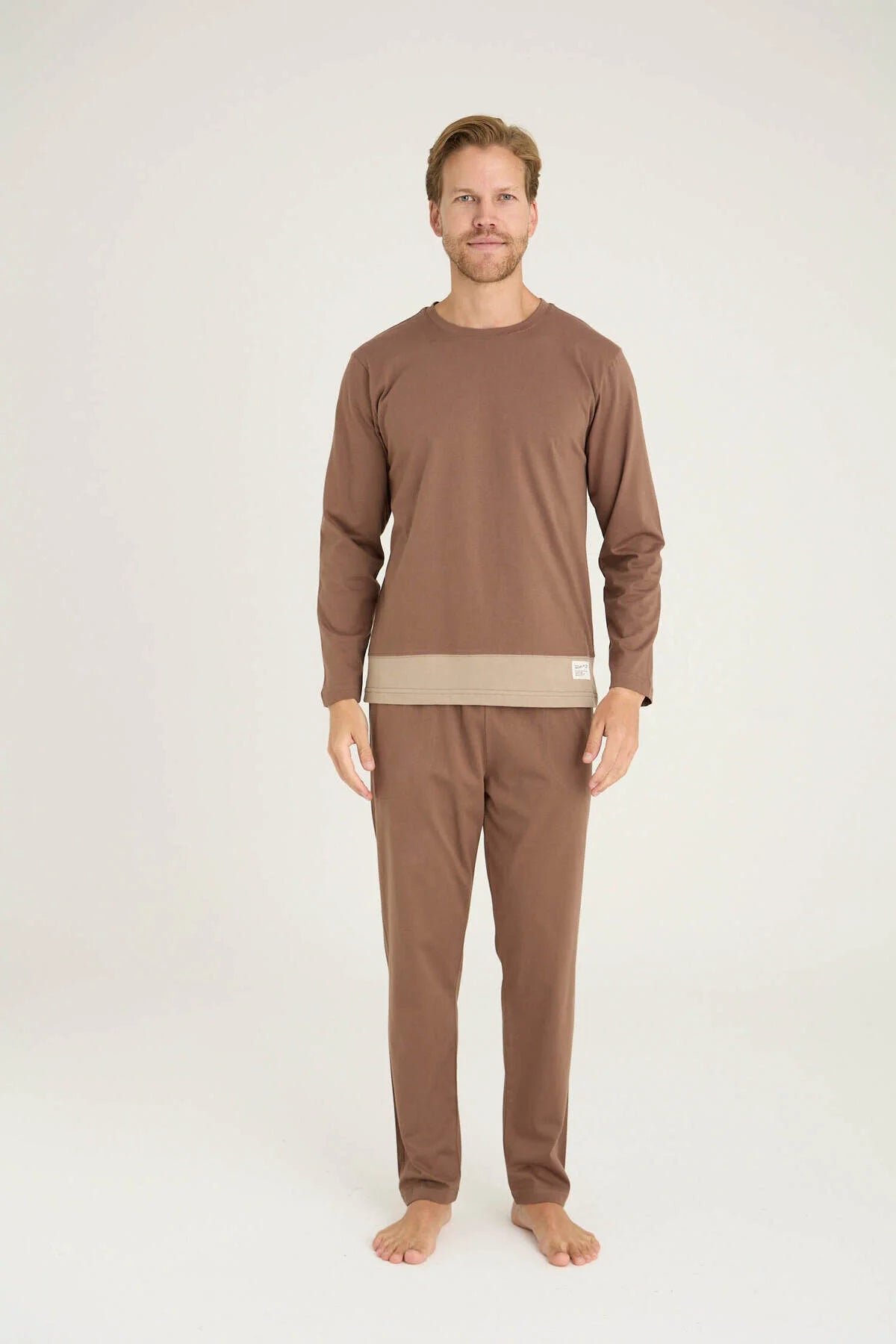 Pajama men Medium Thick made in Turkey - Beige 100% cotton 6011