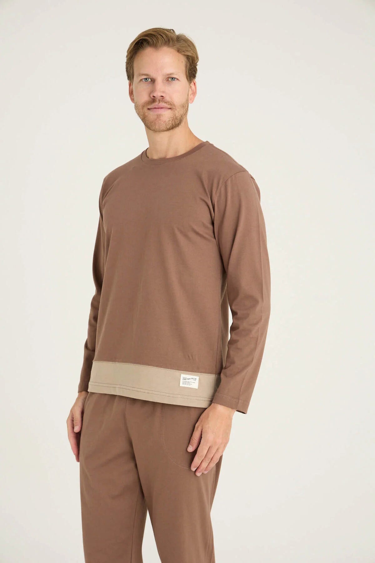 Pajama men Medium Thick made in Turkey - Beige 100% cotton 6011