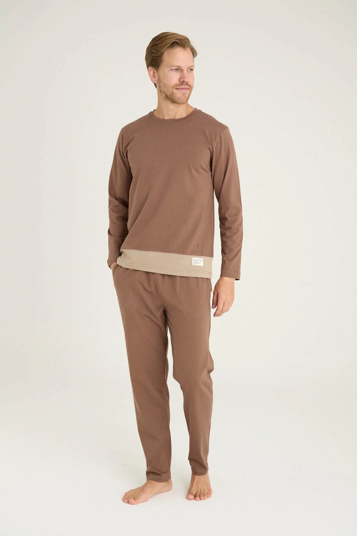 Pajama men Medium Thick made in Turkey - Beige 100% cotton 6011