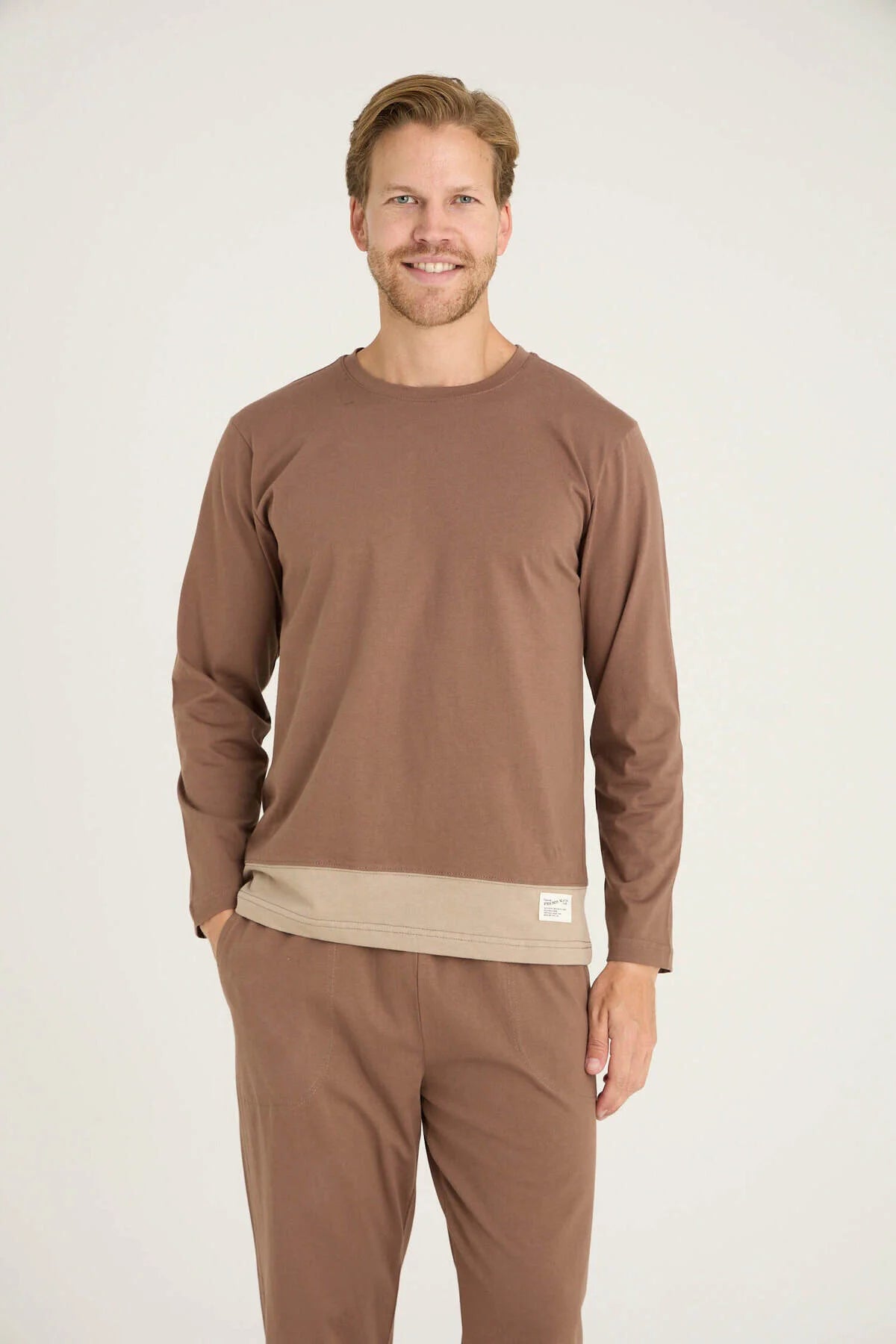 Pajama men Medium Thick made in Turkey - Beige 100% cotton 6011