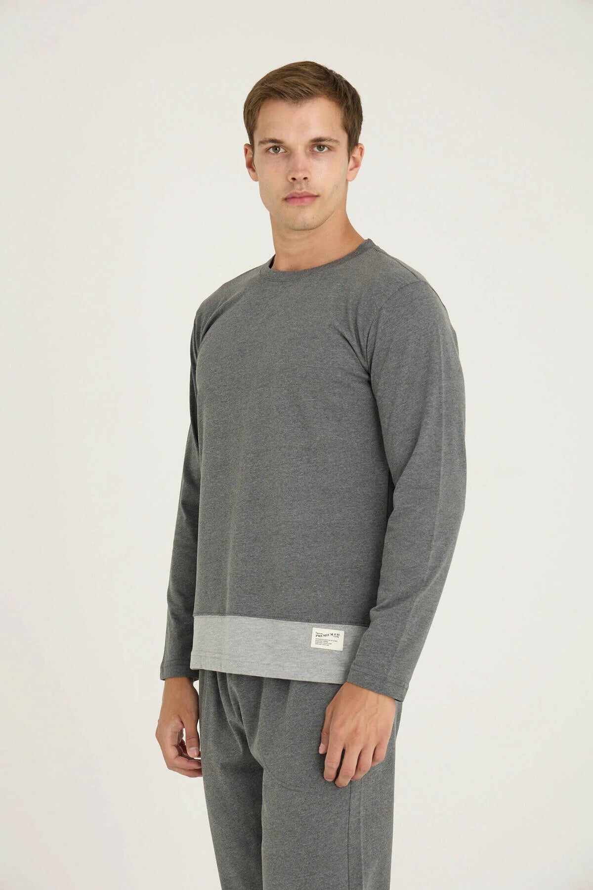 Pajama men Medium Thick made in Turkey -grey  100% cotton 6011