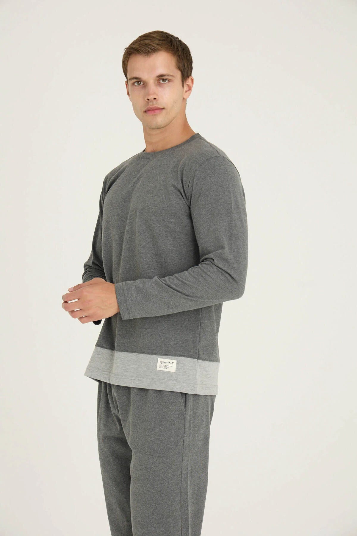 Pajama men Medium Thick made in Turkey -grey  100% cotton 6011