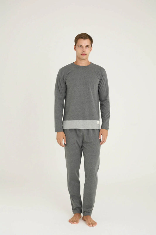 Pajama men Medium Thick made in Turkey -grey  100% cotton 6011