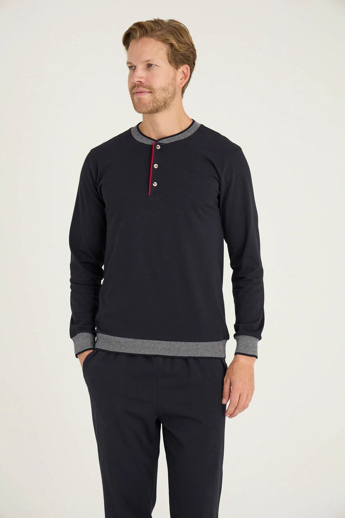 Pajama men Medium Thick made in Turkey -Navy 100% cotton 6033