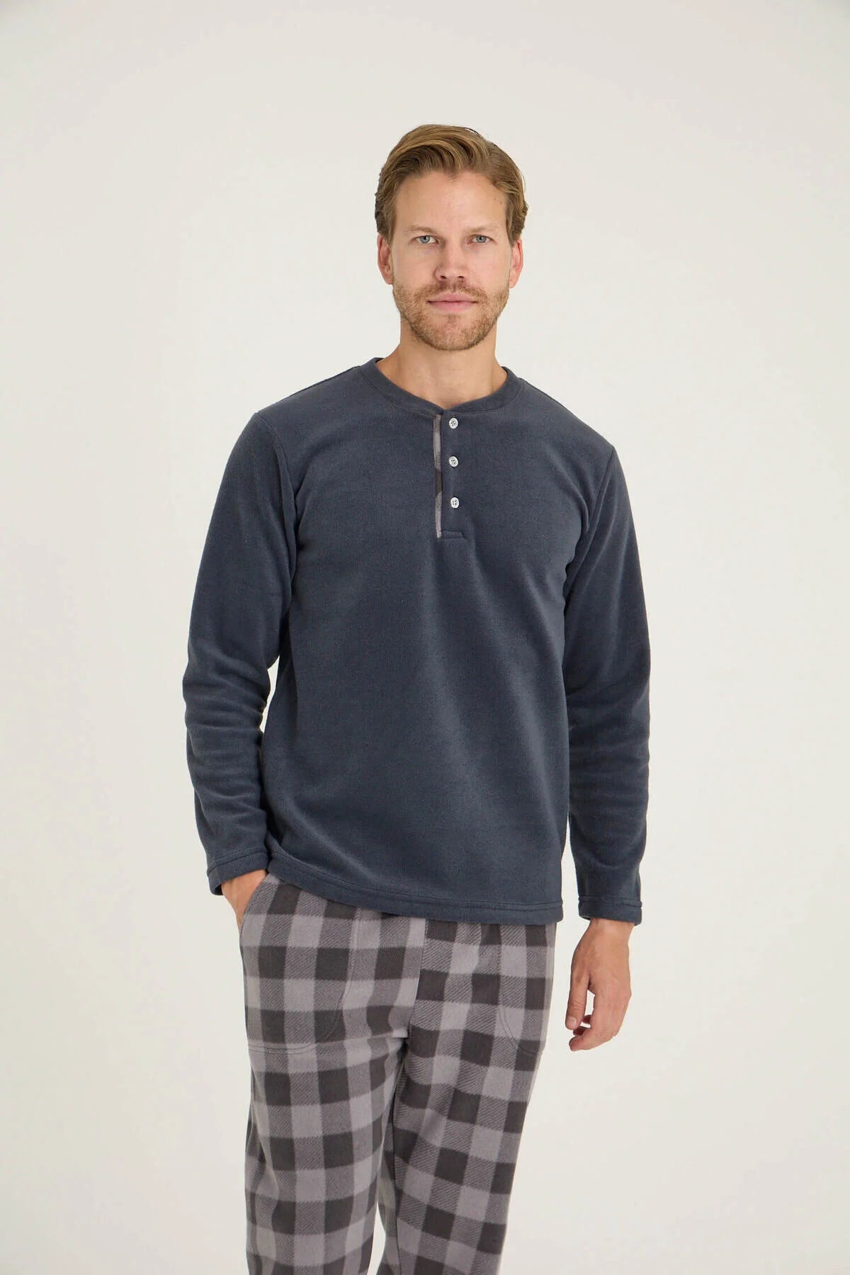 Winter Pajama men Polar made in Turkey -grey 7304