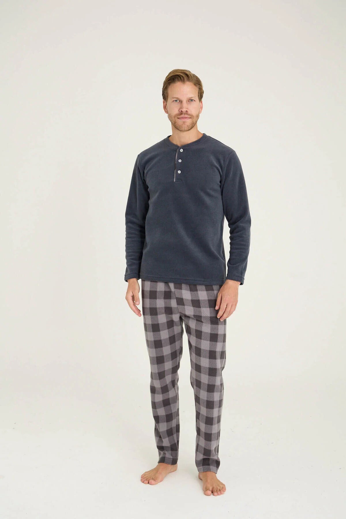 Winter Pajama men Polar made in Turkey -grey 7304