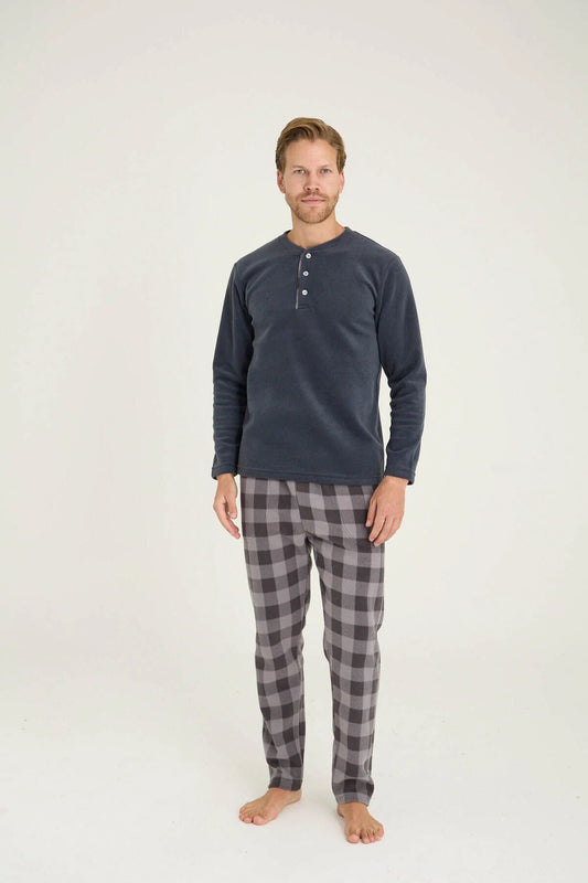 Winter Pajama men Polar made in Turkey -grey 7304