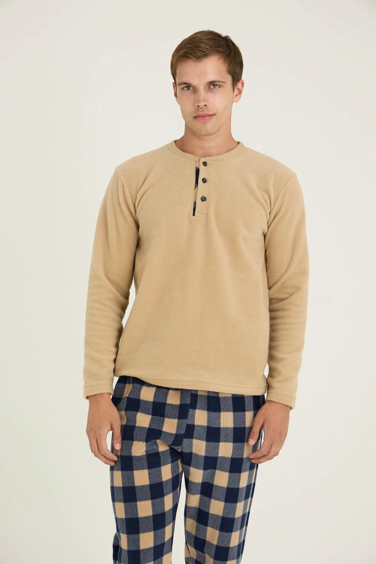 Winter Pajama men Polar made in Turkey -Beige  7304