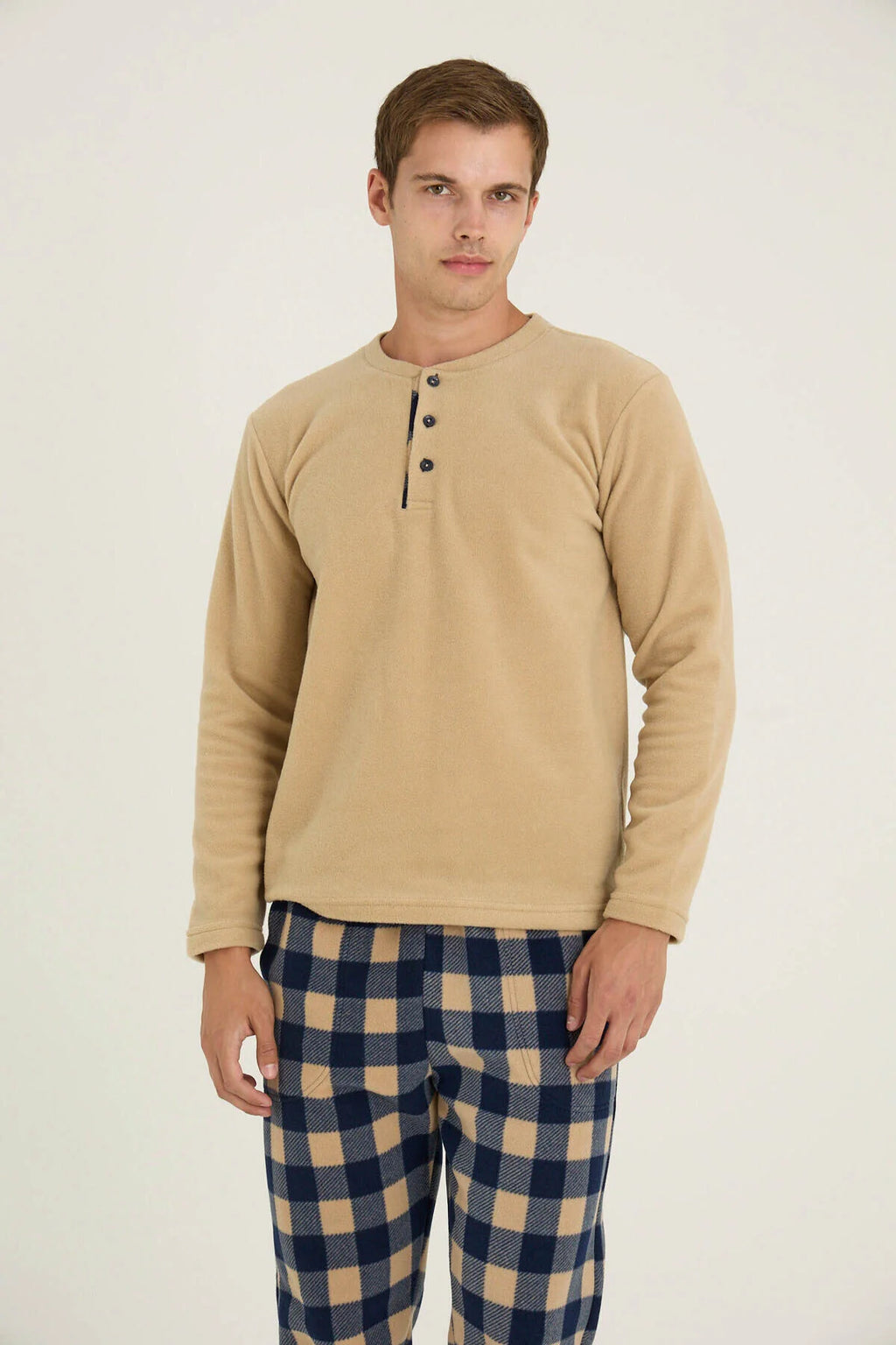 Winter Pajama men Polar made in Turkey -Beige  7304