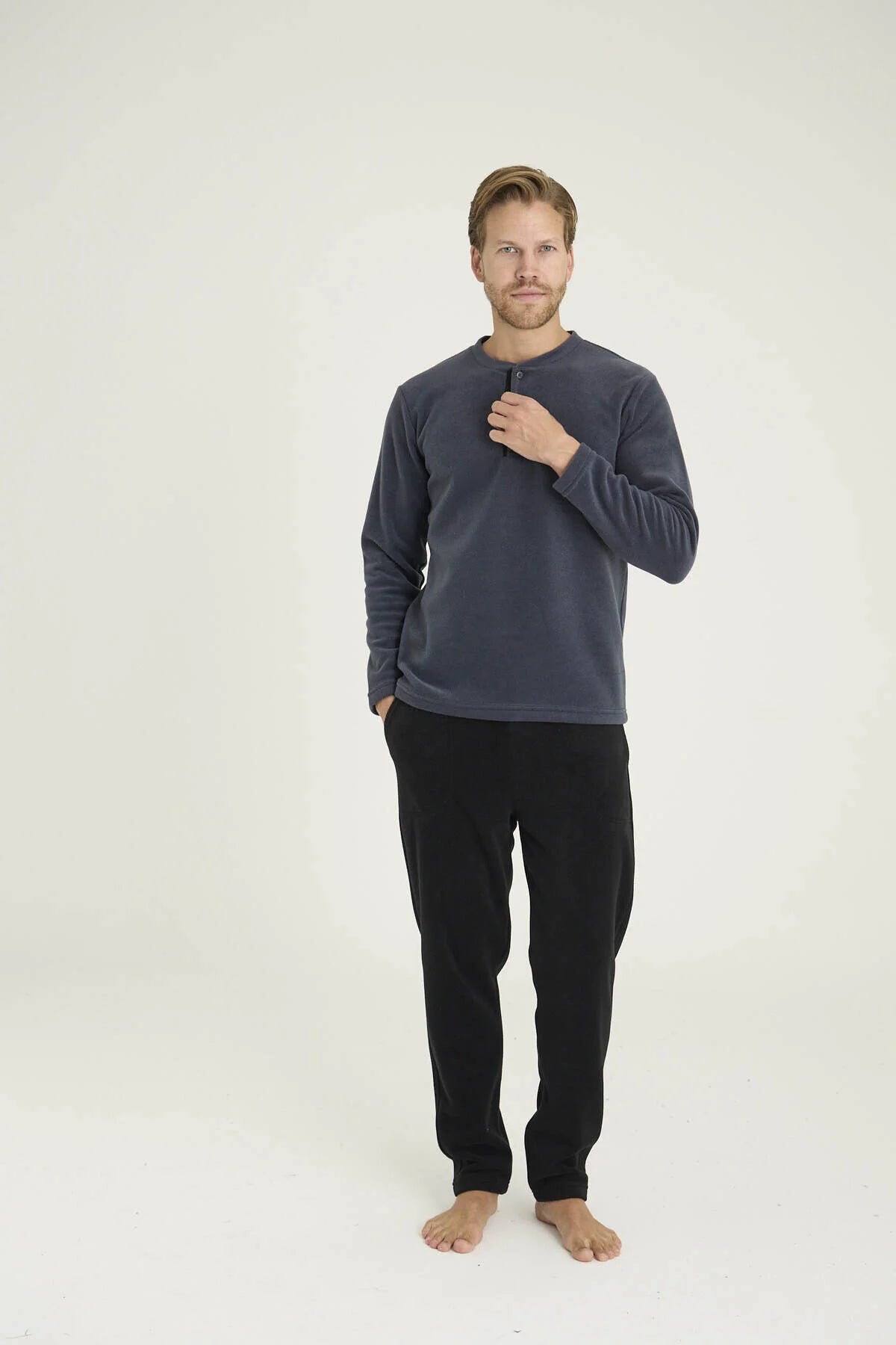 Winter Pajama men Polar made in Turkey - Grey 7305