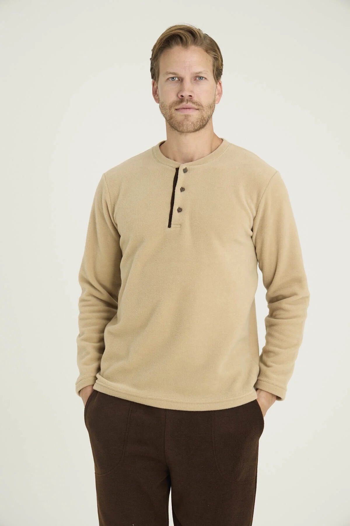 Winter Pajama men Polar made in Turkey -Beige 7305