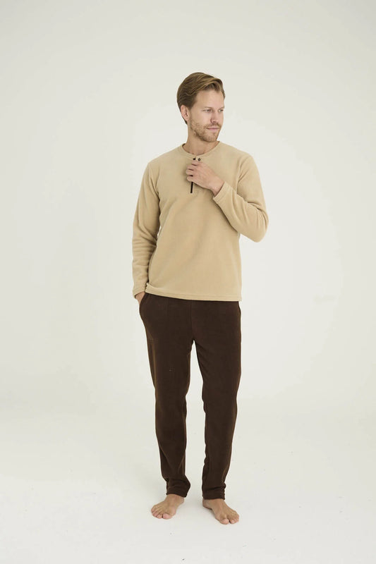 Winter Pajama men Polar made in Turkey -Beige 7305