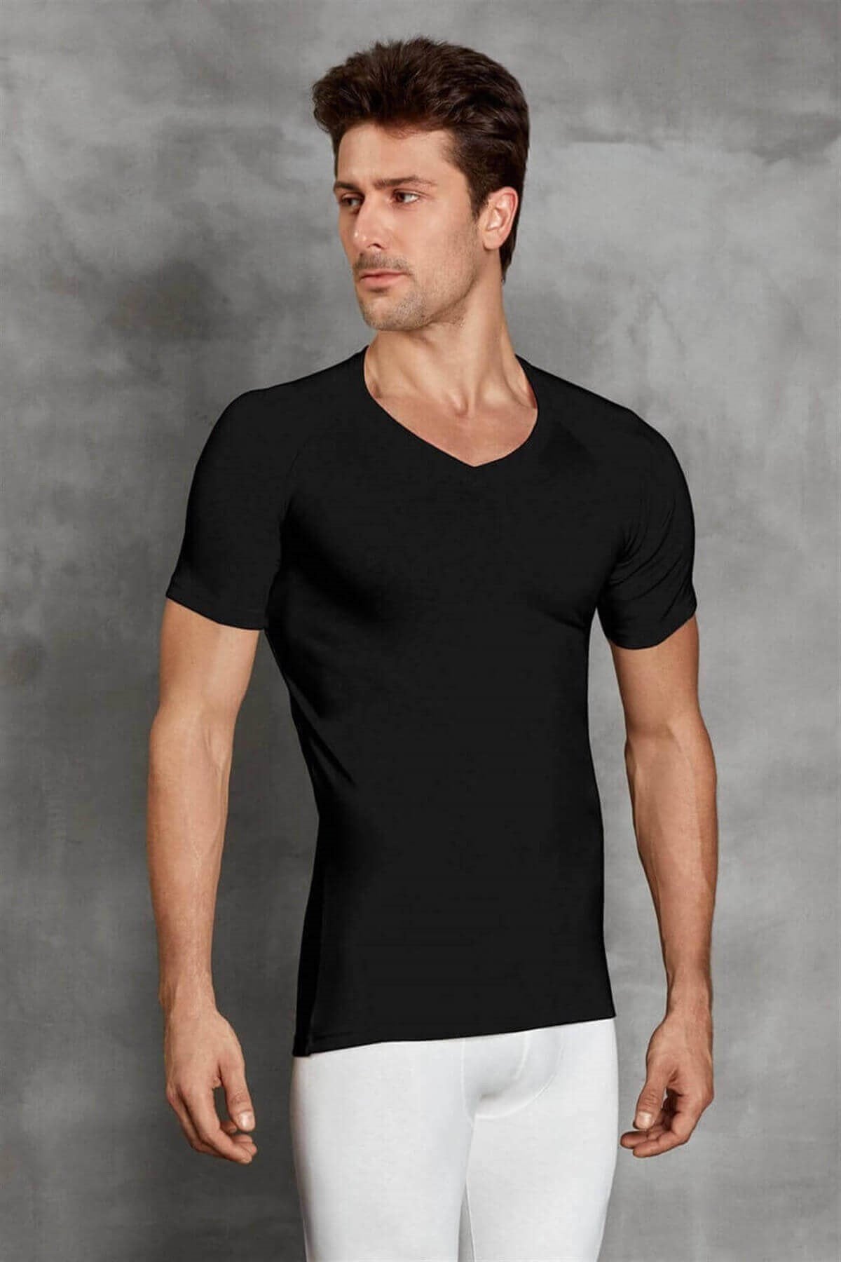 Men's Soft Viloft Thermal V-Neck Short Sleeve T Shirt 2890