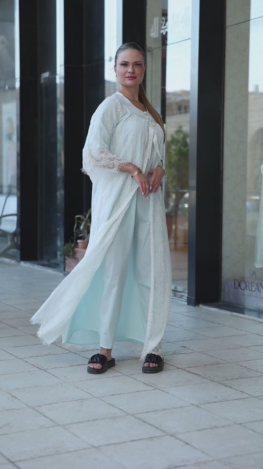 Maternity set one piece gown and robe cotton 2 color available by coco box Cb117