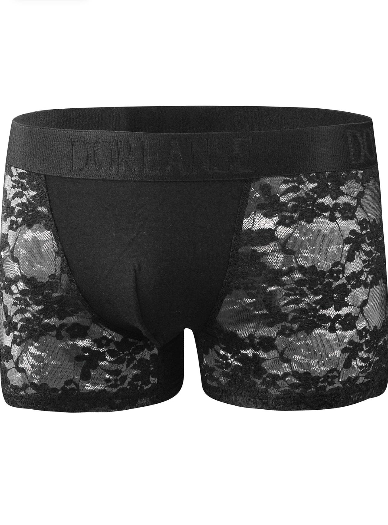 Doreanse 1952 Men's Black Floral Lace Fitted Boxers