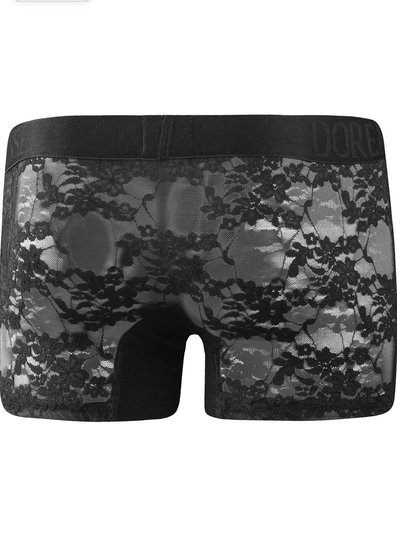 Doreanse 1952 Men's Black Floral Lace Fitted Boxers