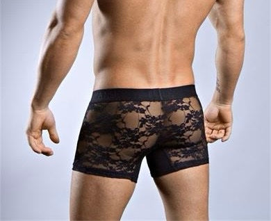 Doreanse 1952 Men's Black Floral Lace Fitted Boxers